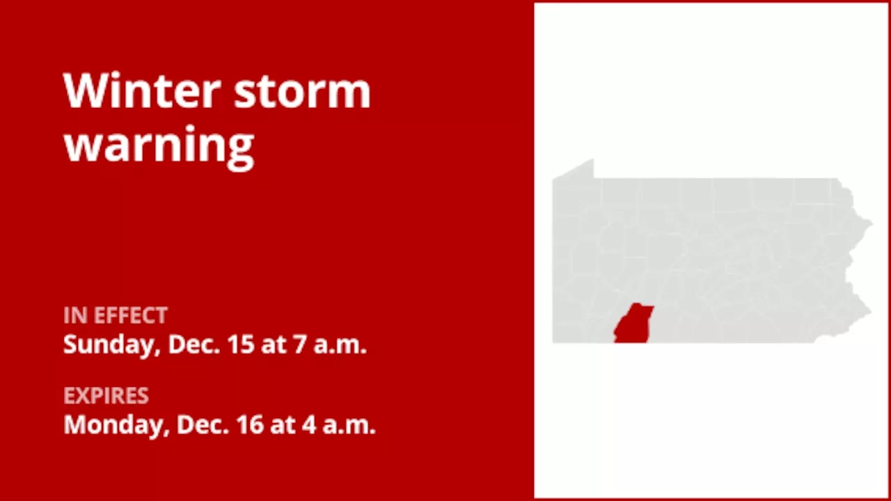 Winter storm warning for Somerset County for Sunday and Monday