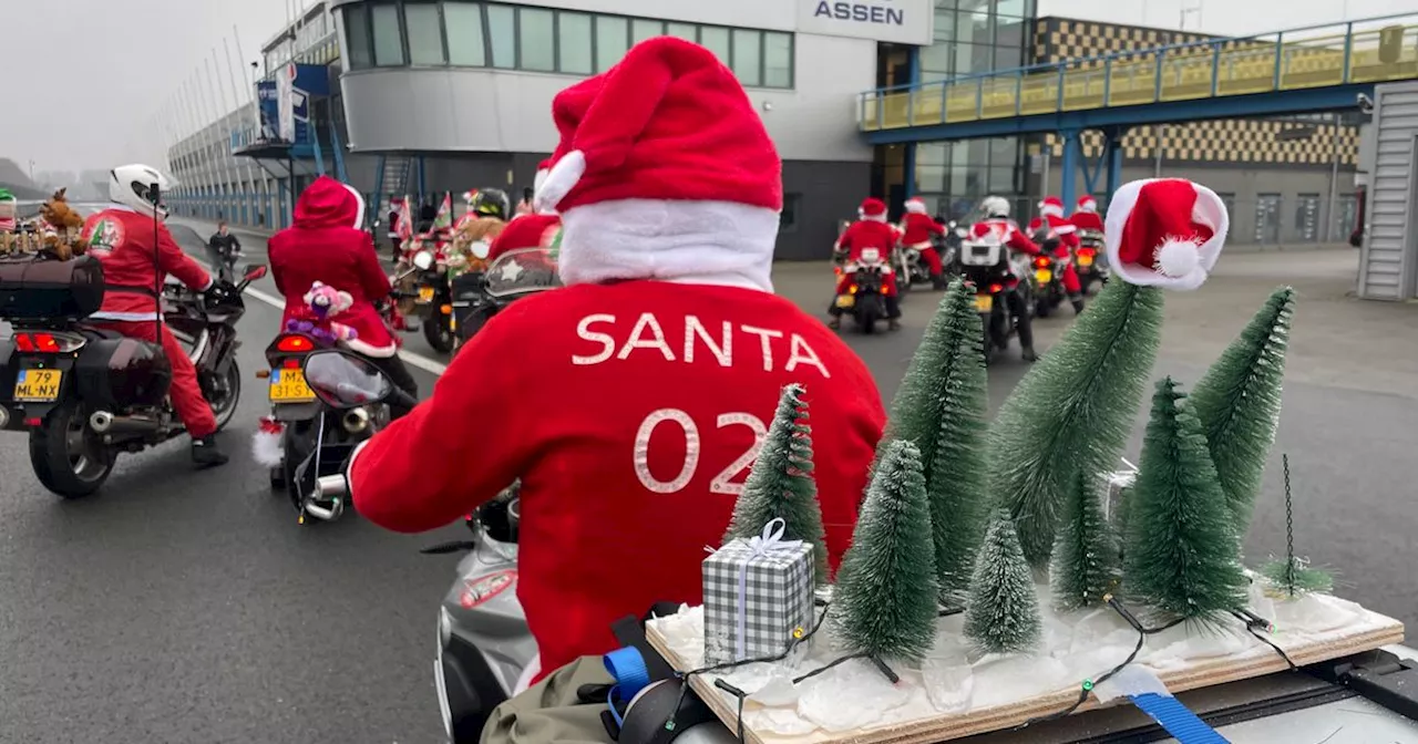 Motorkerstmannen ronken ronde door Drenthe voor zieke kinderen