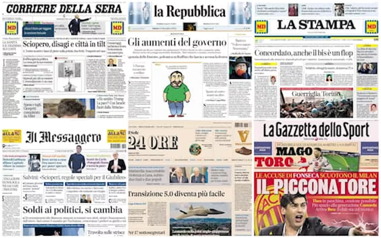 Le prime pagine dei quotidiani di oggi 14 dicembre: la rassegna stampa di Sky TG24