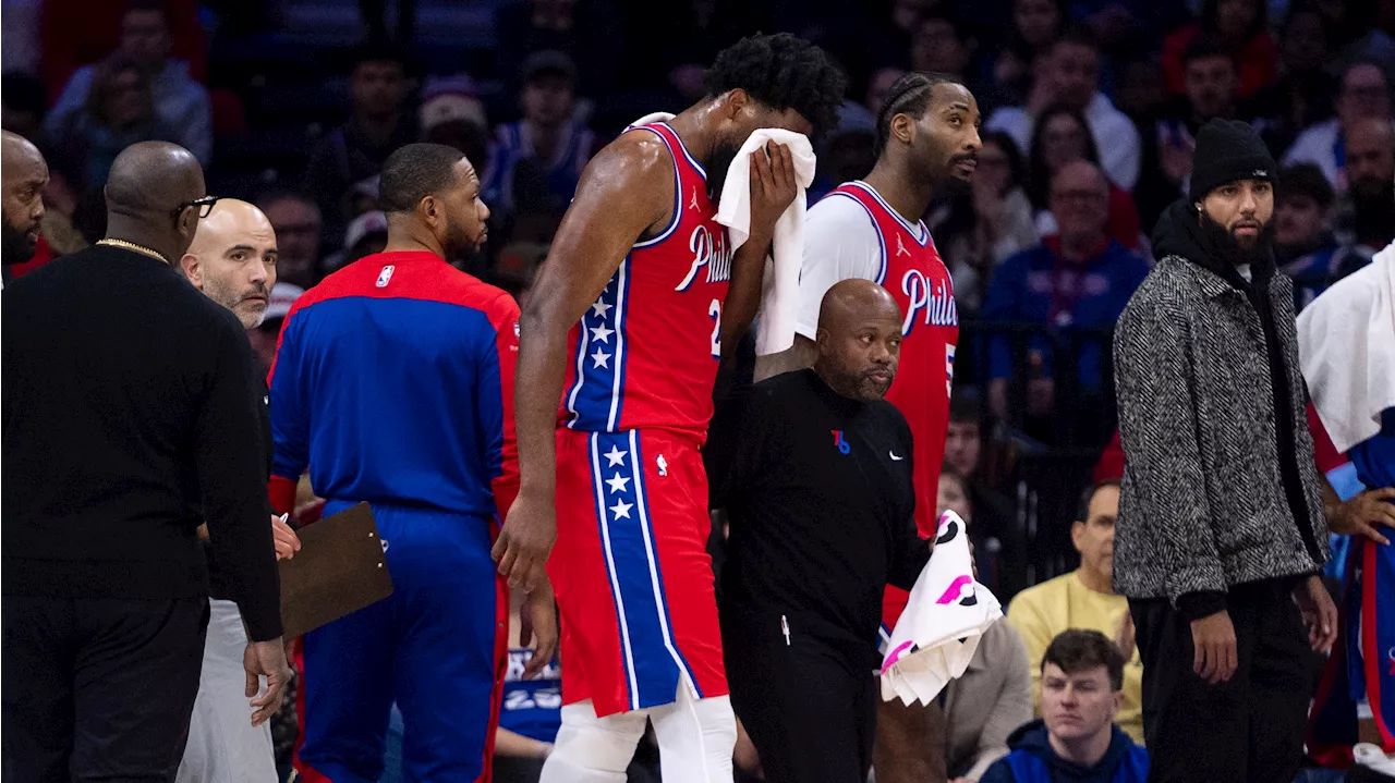 Embiid struck in face fighting for rebound, ruled out for rest of 76ers' game against Pacers