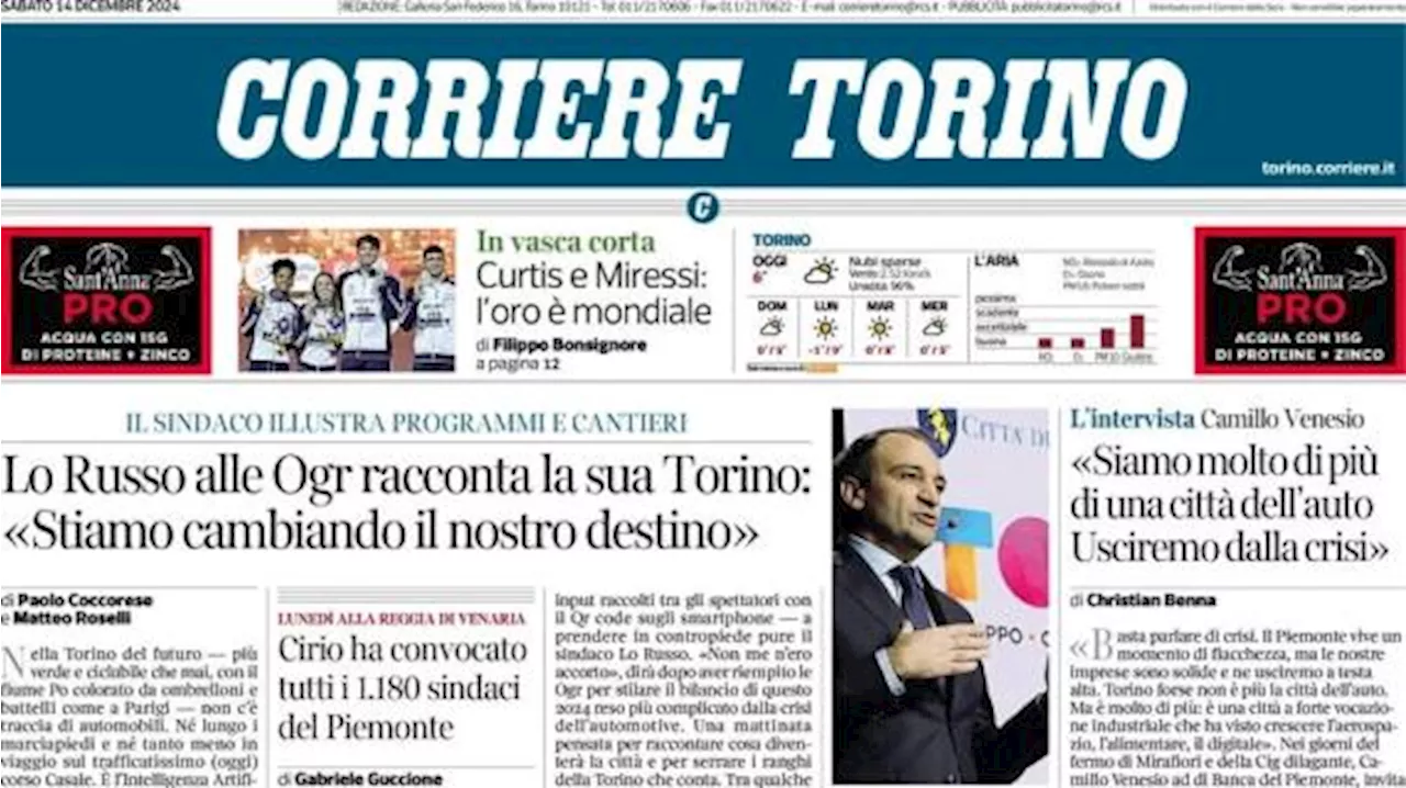 Corriere Torino in prima pagina: 'Adams, gol da 50 metri: il Toro riparte da lontano'