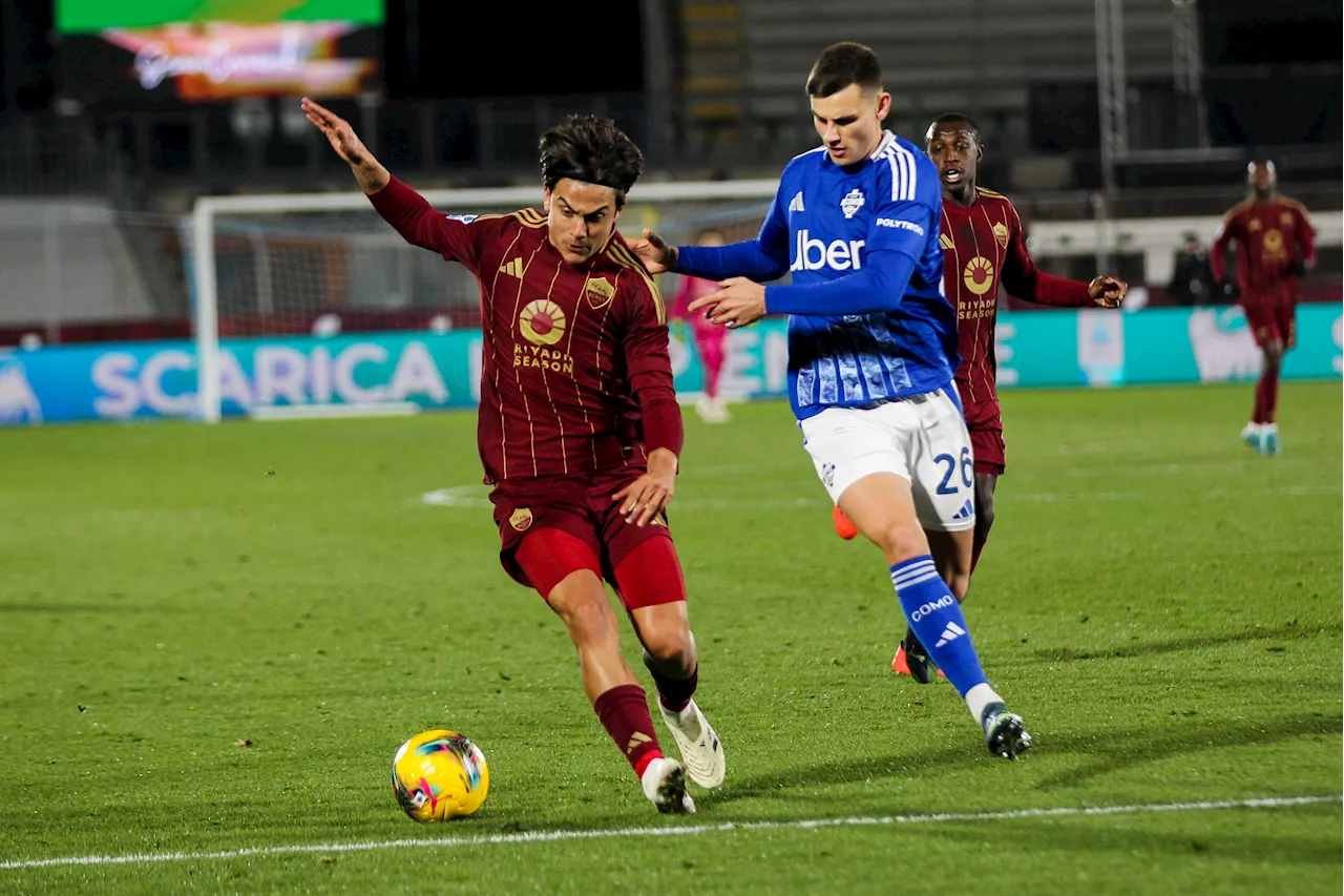 Como stende la Roma 2-0, gol di Gabrielloni e Nico Paz e giallorossi a 16 punti