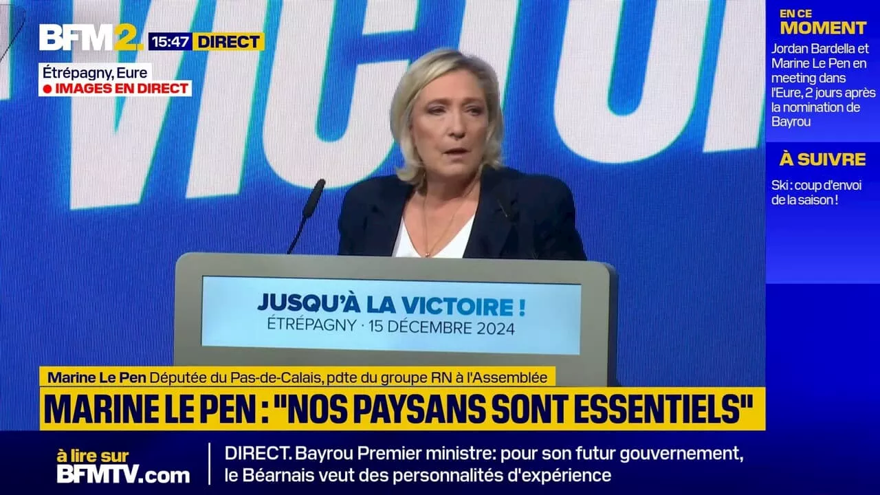 Crise agricole: 'l'agriculture vit une saignée sociale' juge Marine Le Pen dans l'Eure