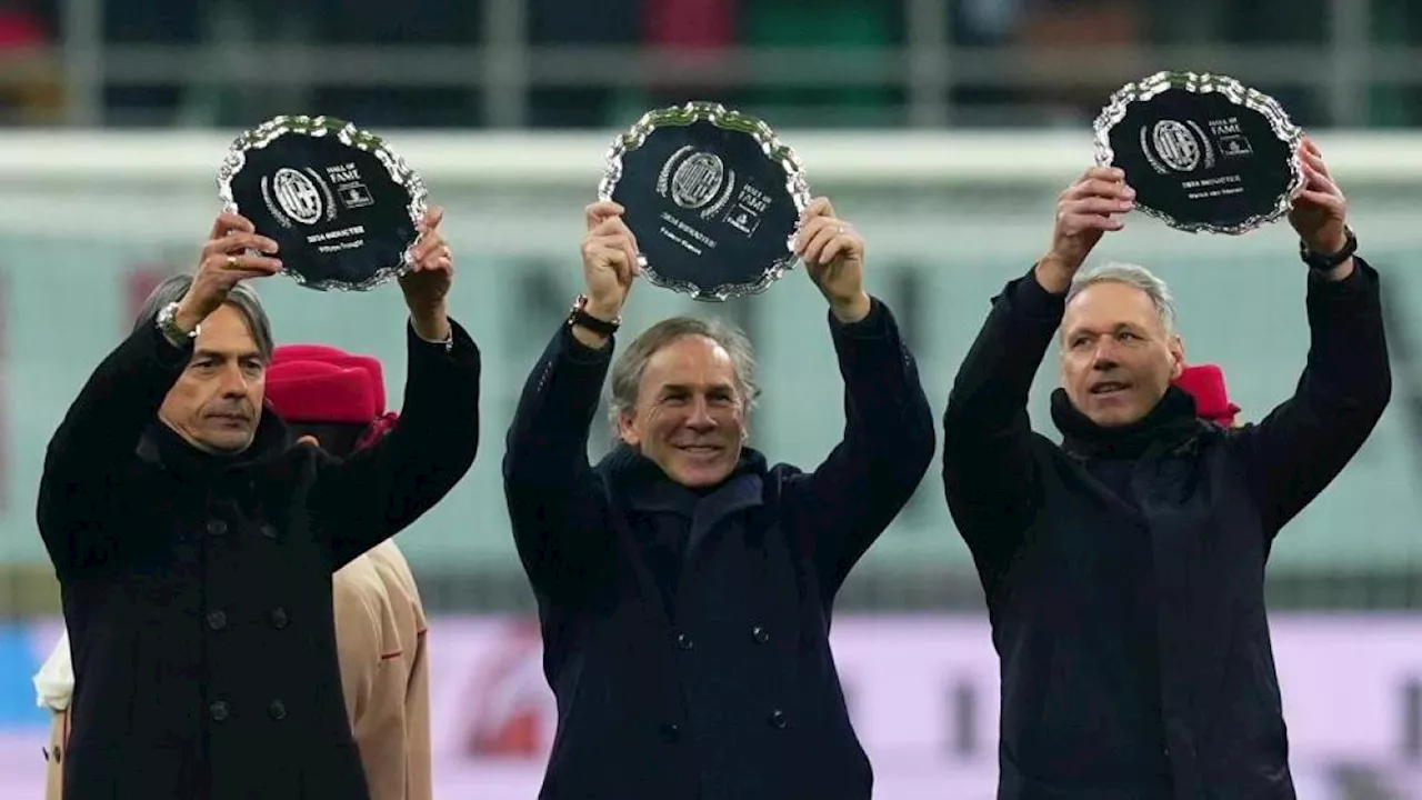 Milan, la festa per i 125 anni: premiati Inzaghi, Van Basten e Baresi