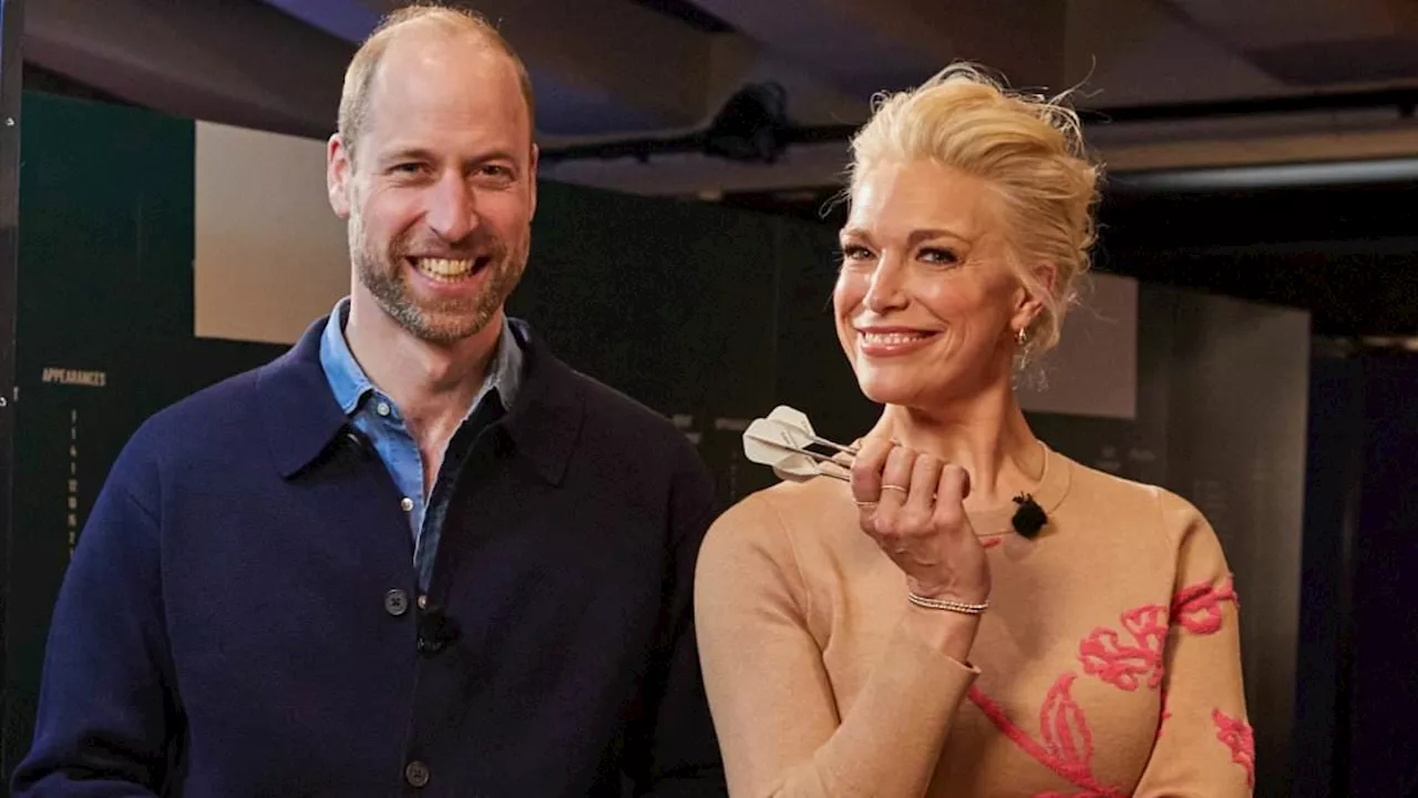 Not quite one hundred and heir-ty: Prince William takes on Ted Lasso star Hannah Waddingham darts...