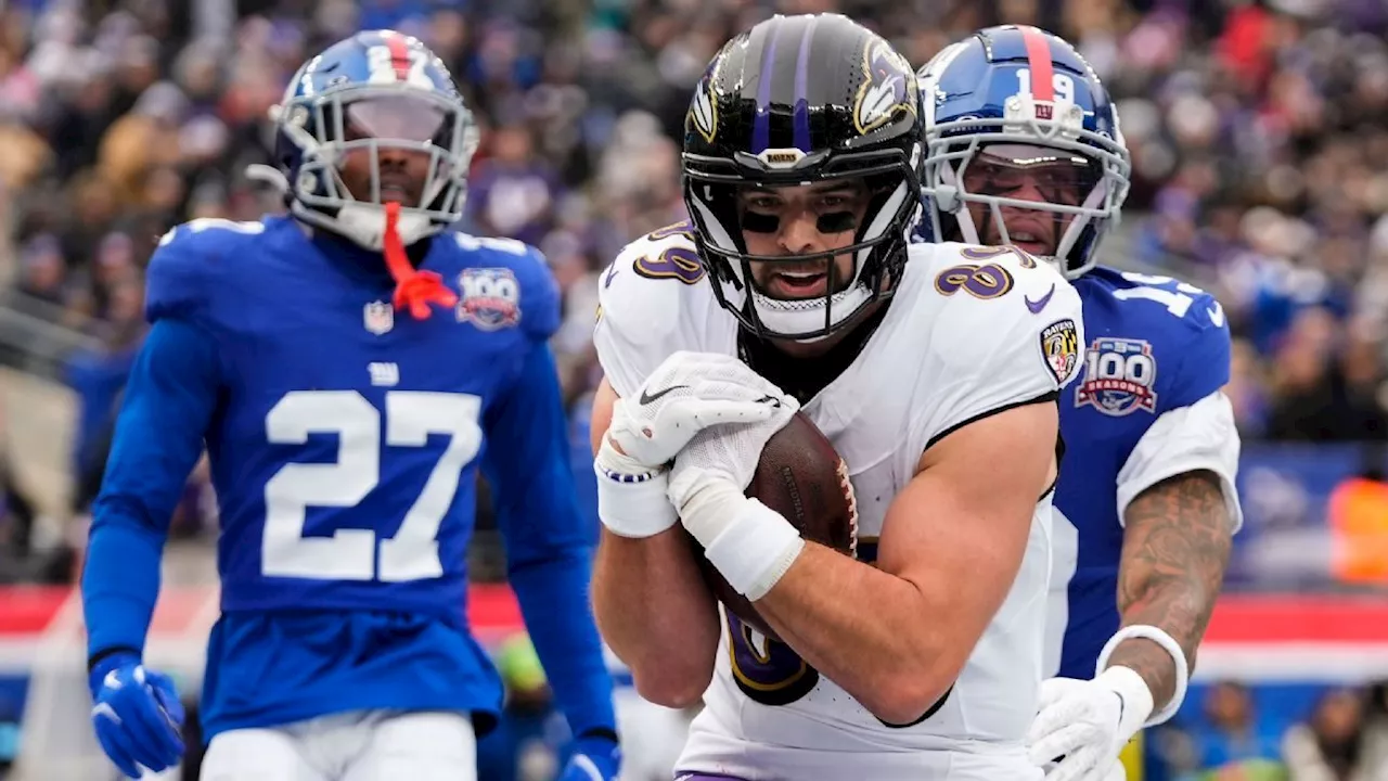 Andrews sets Ravens record, Bateman scores 49-yard TD vs. Giants