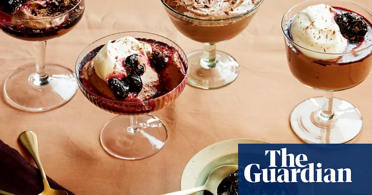 Thomasina Miers’ recipe for velvety chocolate mousse with boozy cherries