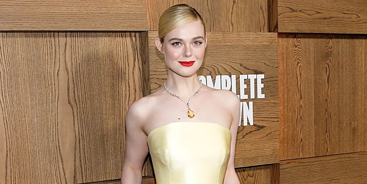 Elle Fanning Looks Enchanting in a Custom Butter-Yellow Prada Gown