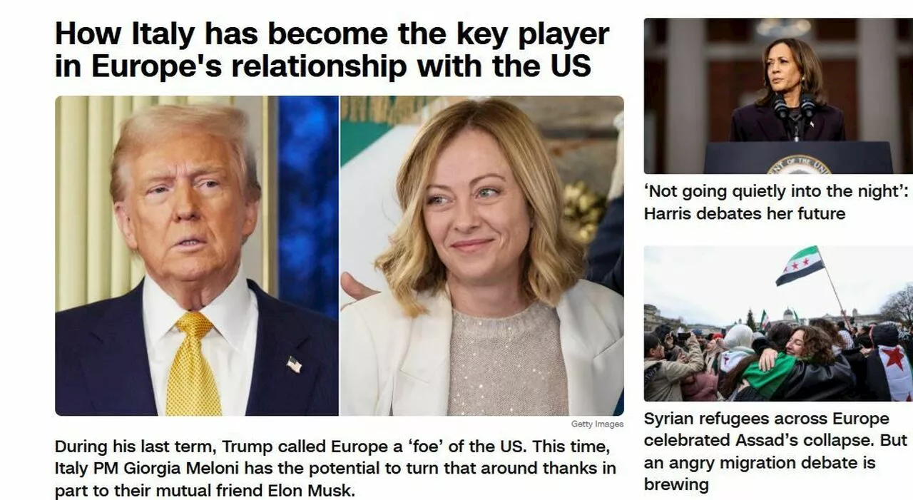 Giorgia Meloni ponte tra Trump e l'Europa: dopo Politico arriva l'incoronazione di Cnn