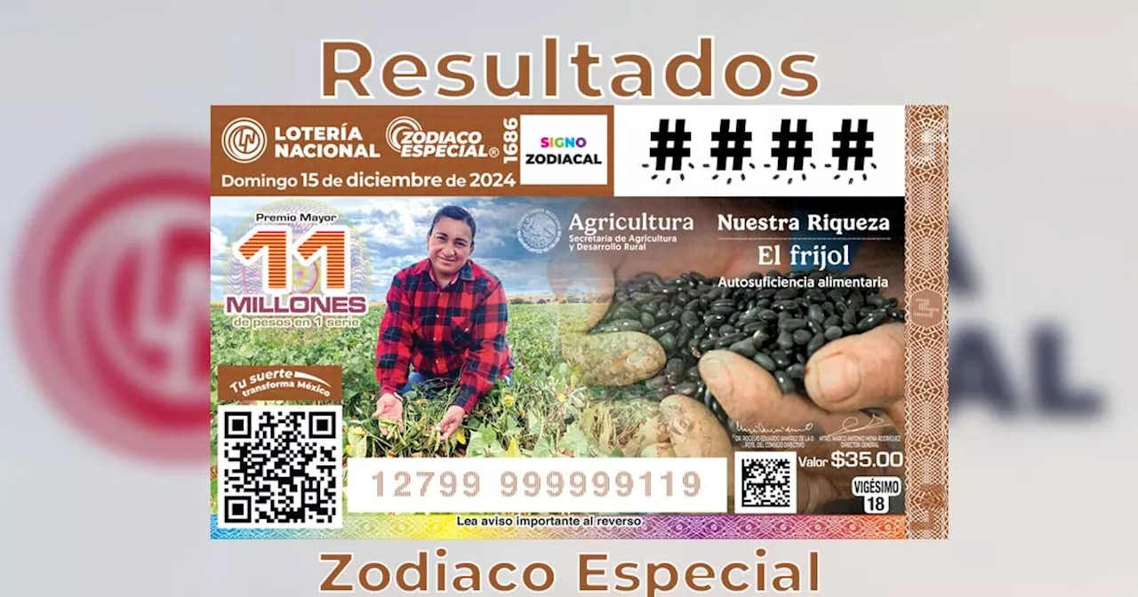 Zodiaco Especial 1686: Resultados del Sorteo del 15 de diciembre del 2024 de Lotería Nacional