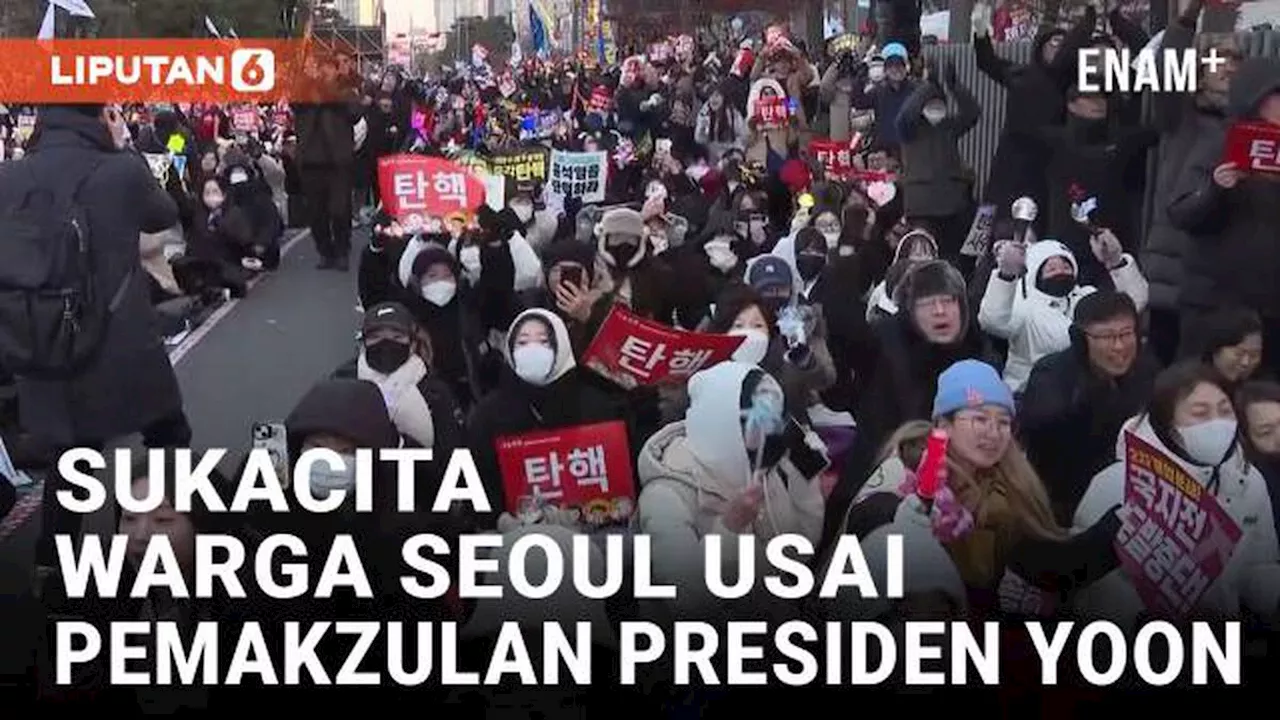 VIDEO: Detik-Detik Warga Seoul Bersorak Usai Pemakzulan Presiden Yoon