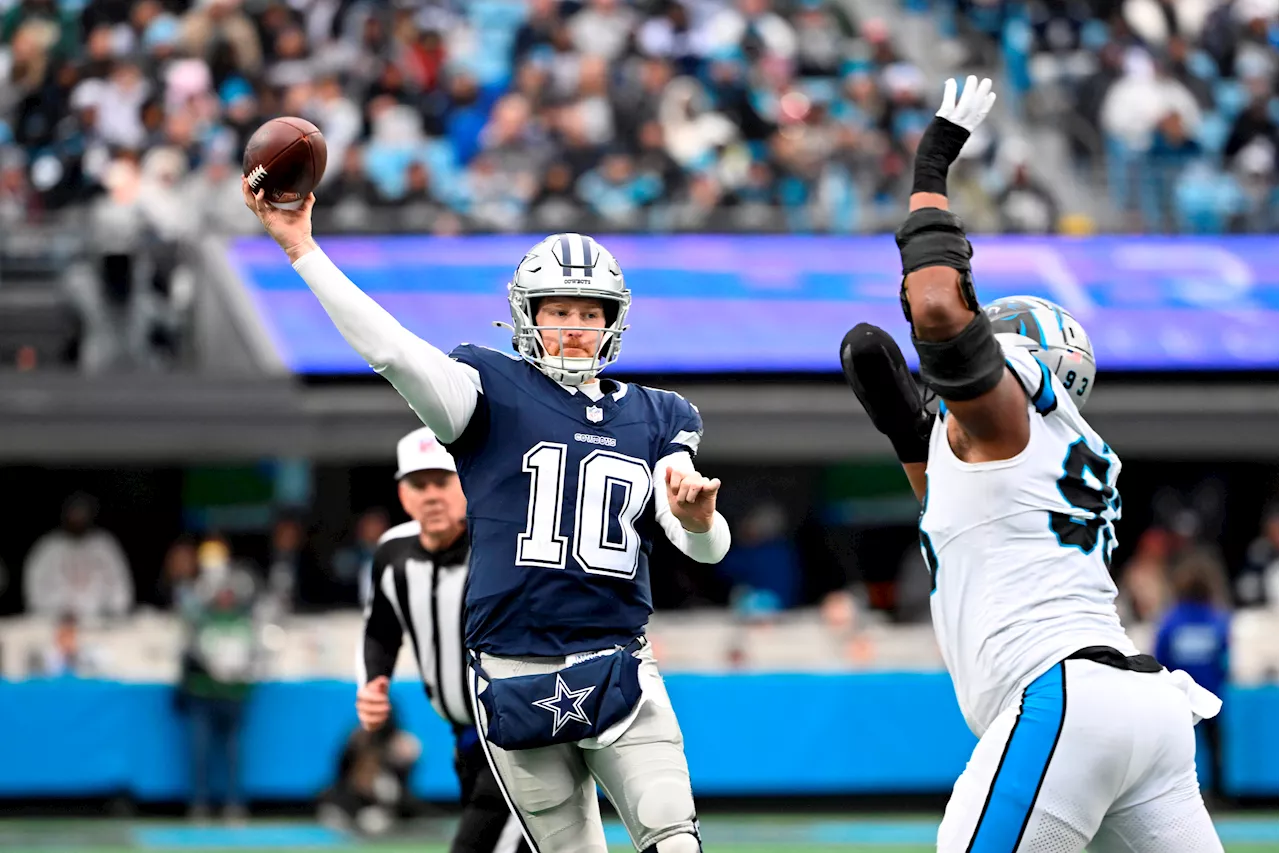 Rush throws for career-high 3 TDs, Cowboys force 4 turnovers to beat Panthers