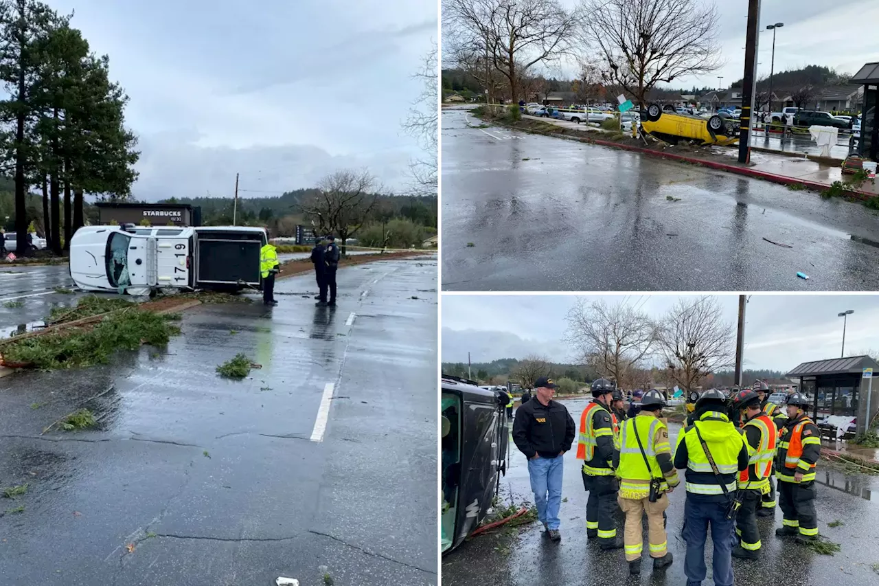 Video shows tornado flips cars, damages businesses in Northern California