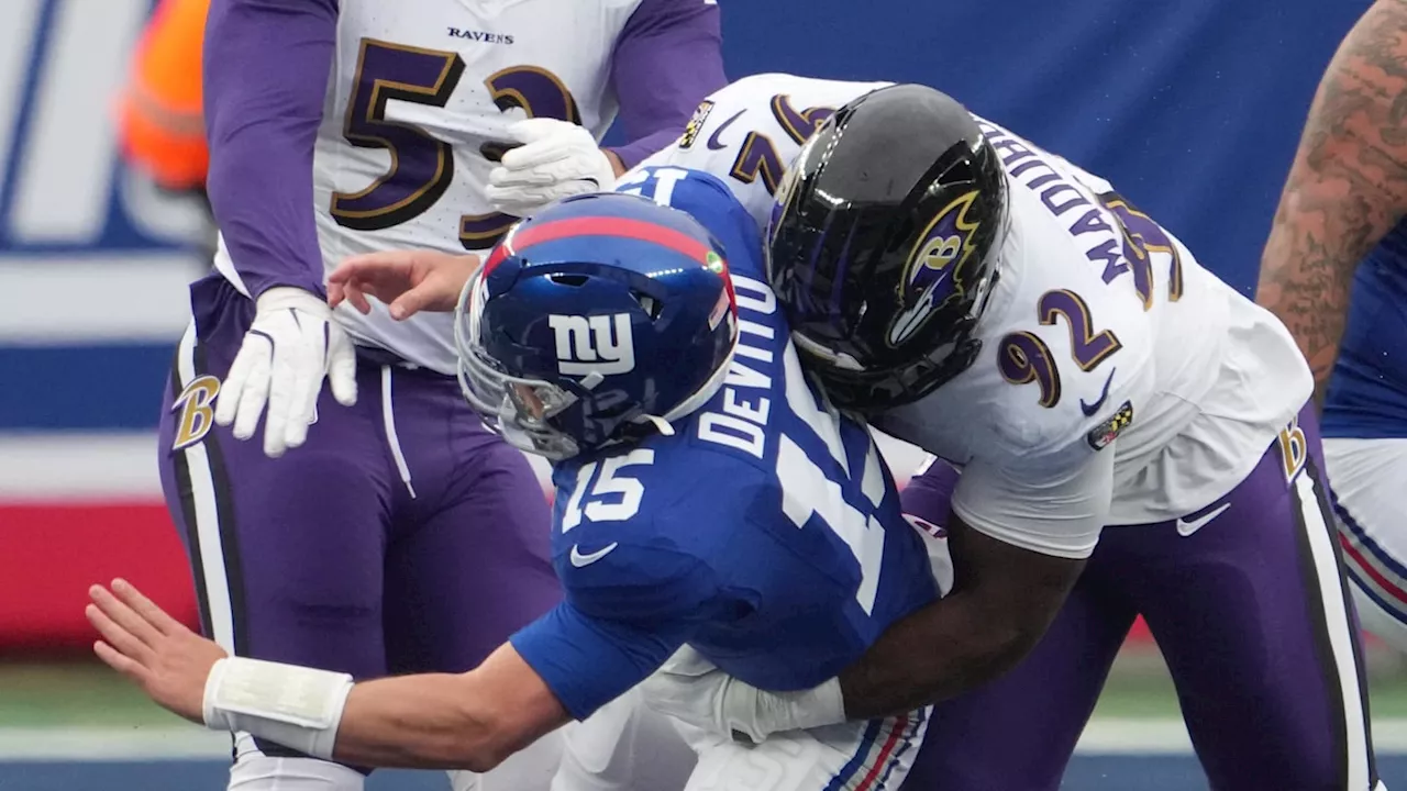 Giants QB Tommy DeVito Exits Ravens Game vs. Ravens with Concussion