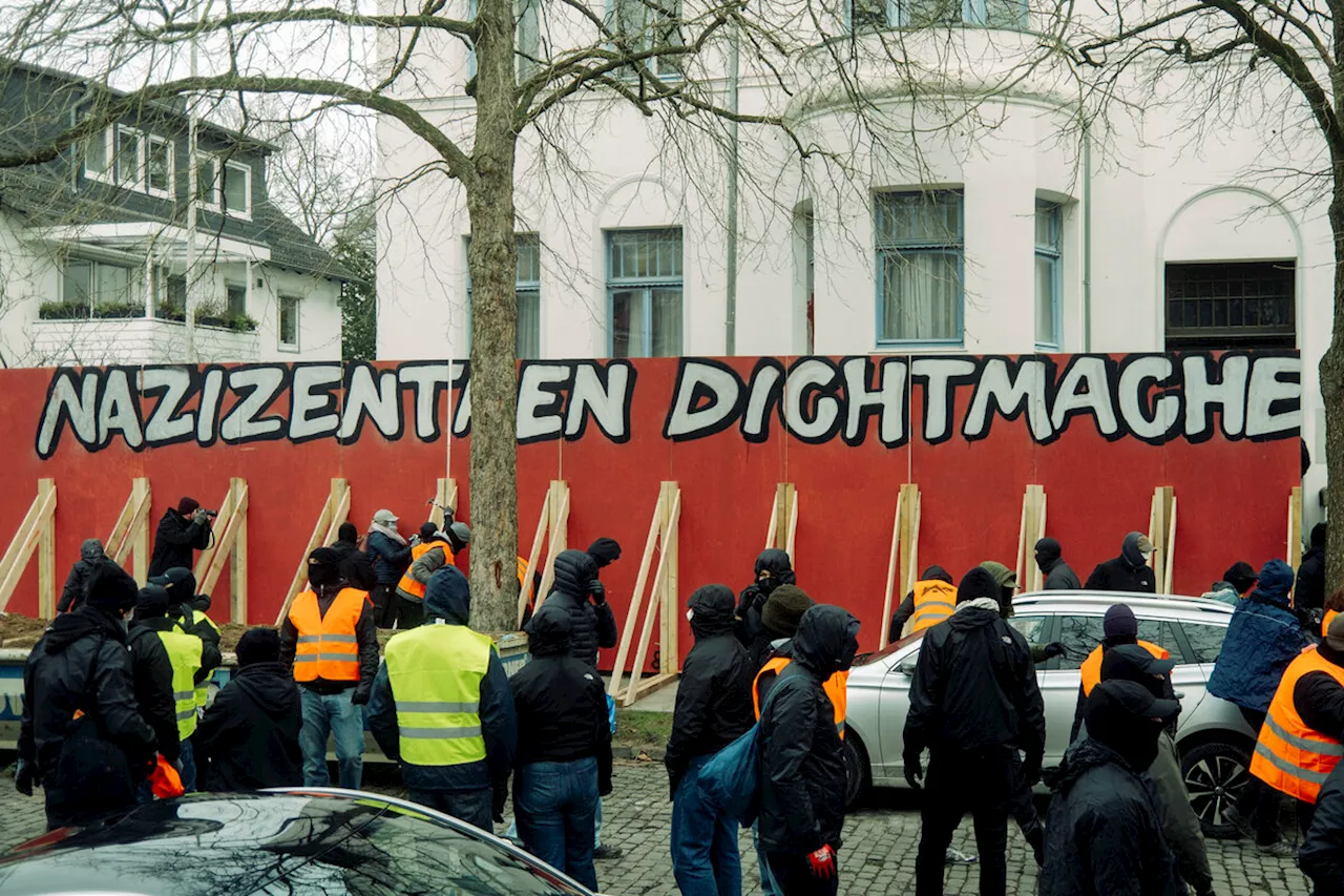 Antifa-Aktion gegen Burschenschaft: Mauer gegen rechts mal praktisch