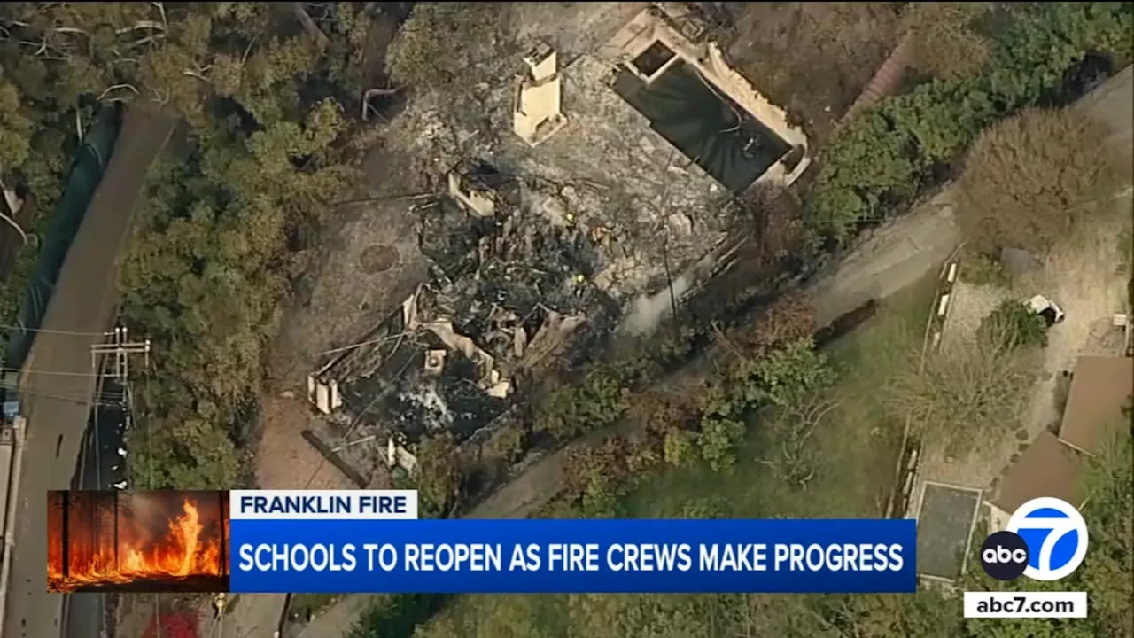 Multiple Malibu schools to reopen Monday as fire crews continue to contain the Franklin Fire