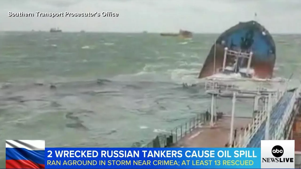 Oil spill in Kerch Strait after two Russian oil tankers seriously damaged in storm