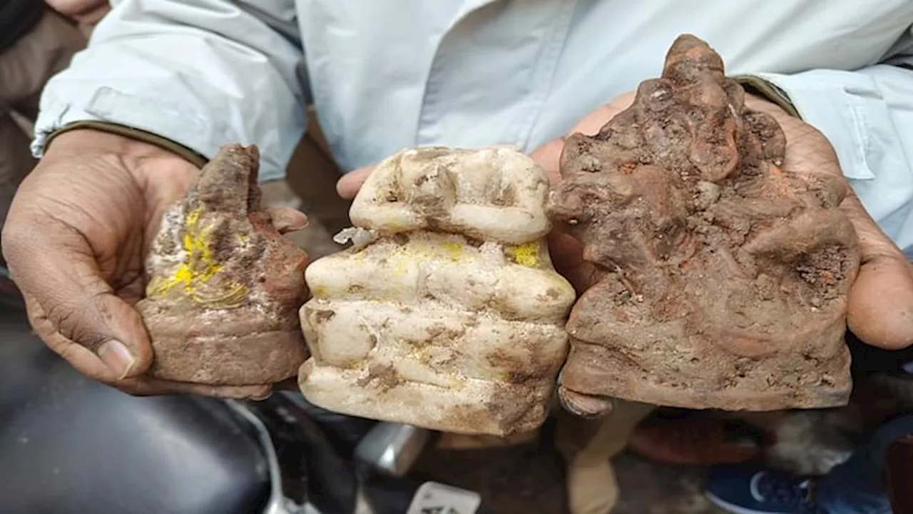 Sambhal Shiv Mandir: प्राचीन कुएं की खुदाई में मिलीं शिव परिवार की मूर्तियां, प्रशासन ने कब्जे में ली