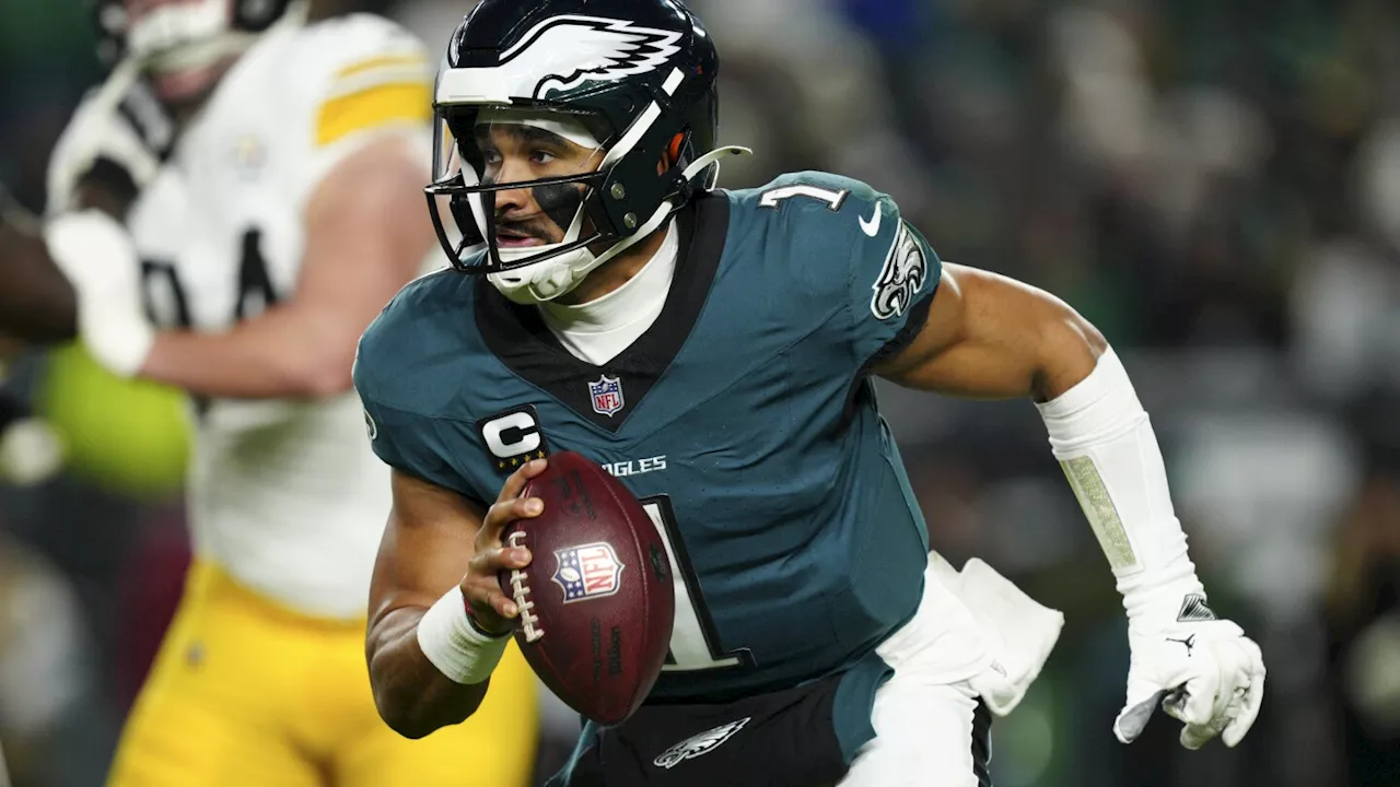 Jalen Hurts accounts for 3 TDs and Eagles beat Steelers 27-13 for franchise-best 10th straight win