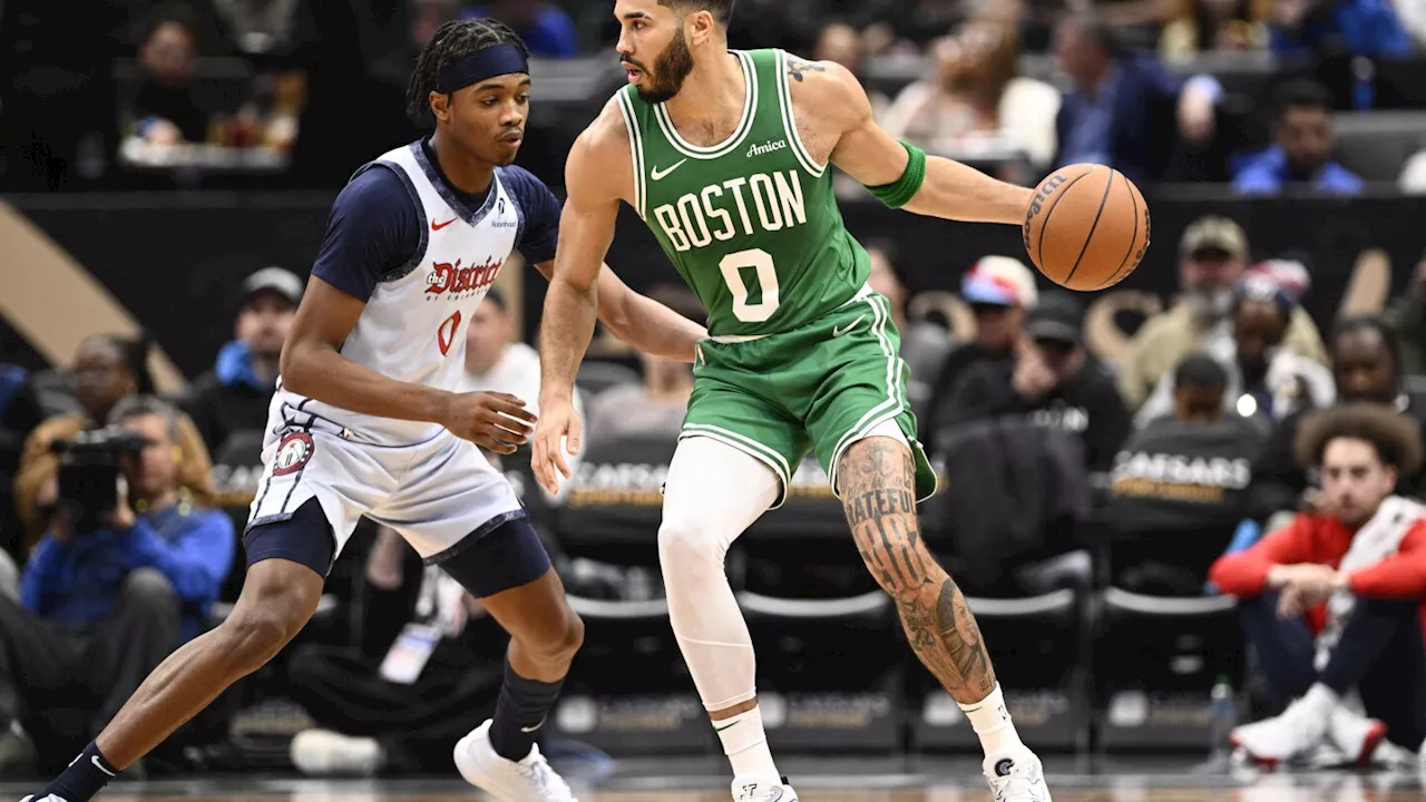 Jayson Tatum has 28 points and 12 rebounds in the Celtics' 112-98 victory over the Wizards