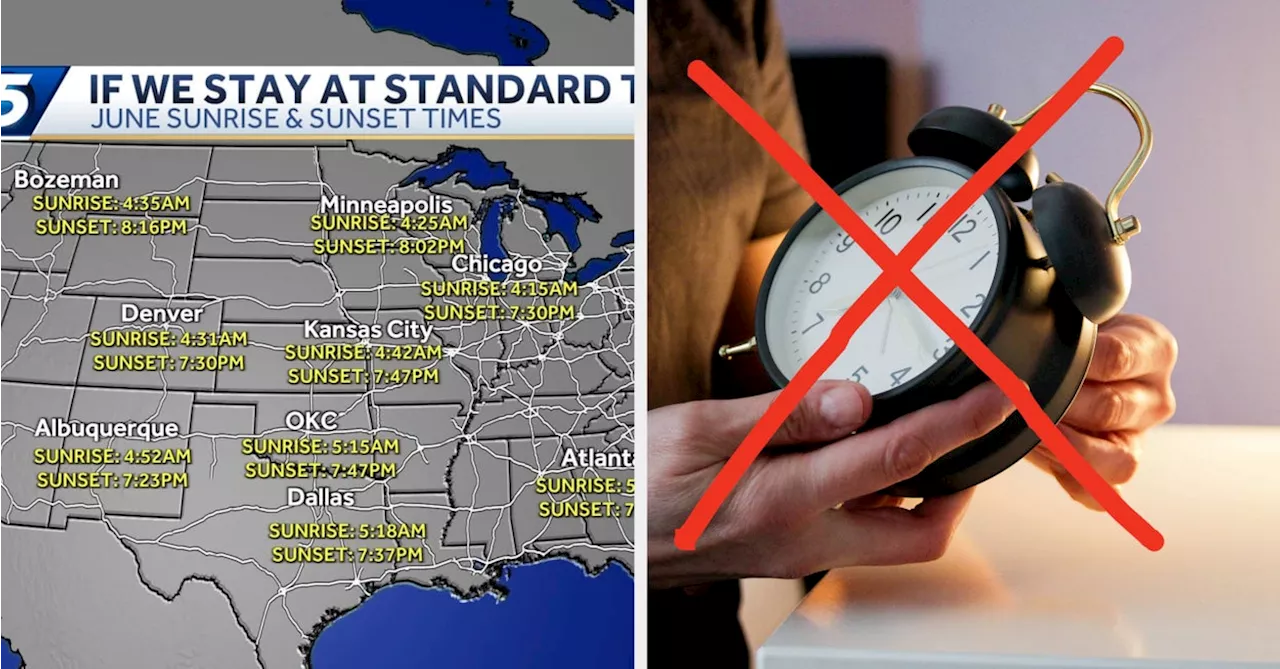 A Map Of Sunrise And Sunset Times Under Permanent Standard Time Is Going Viral