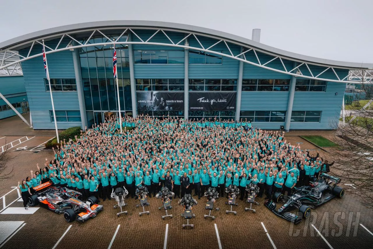 Lewis Hamilton bows out of Mercedes with emotional farewell at team’s HQ