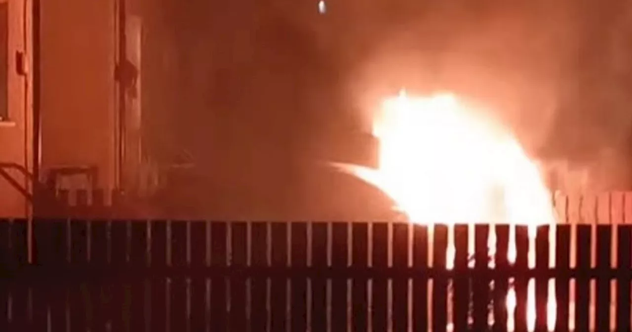 'Loud explosion' rocks street in Scots town as car bursts into flames