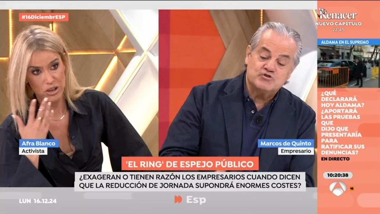 Afra Blanco, cara a cara con Marcos de Quinto por la reducción de la jornada laboral: 'Estoy harta de señores como tú'