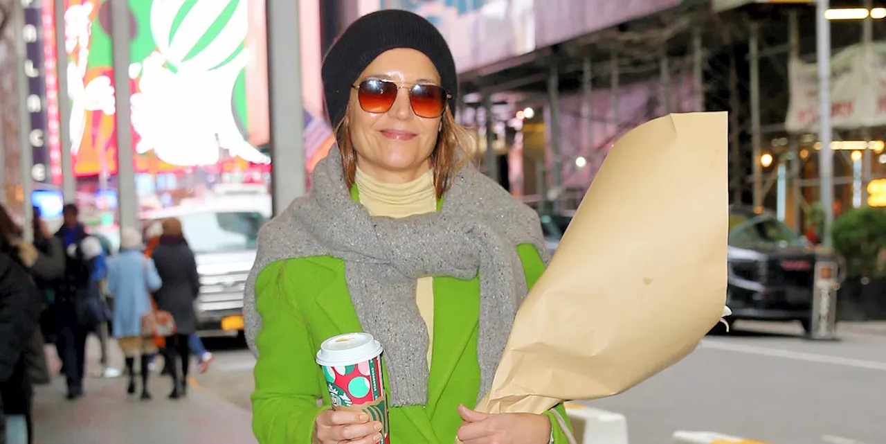 Katie Holmes Embraces Her Inner Elphaba in a Neon Green Coat