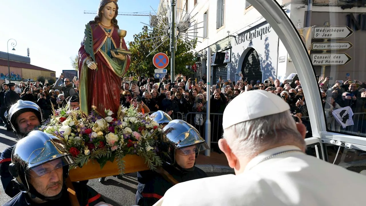 Pope arrives in Corsica, prays before ancient Baptistery