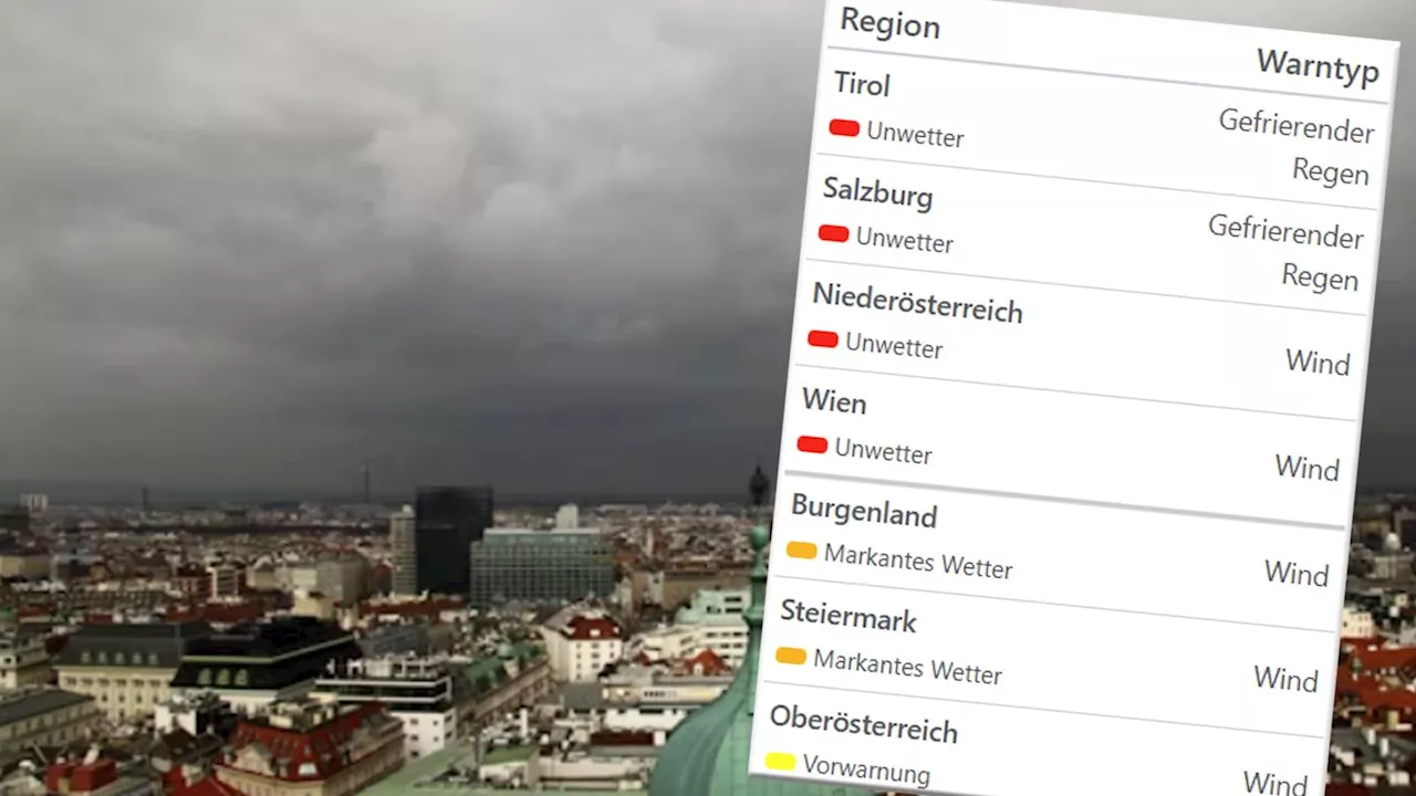 Wetter-Prognose für Österreich - Warnstufe ROT! Heftiger Sturm fegt jetzt über Wien