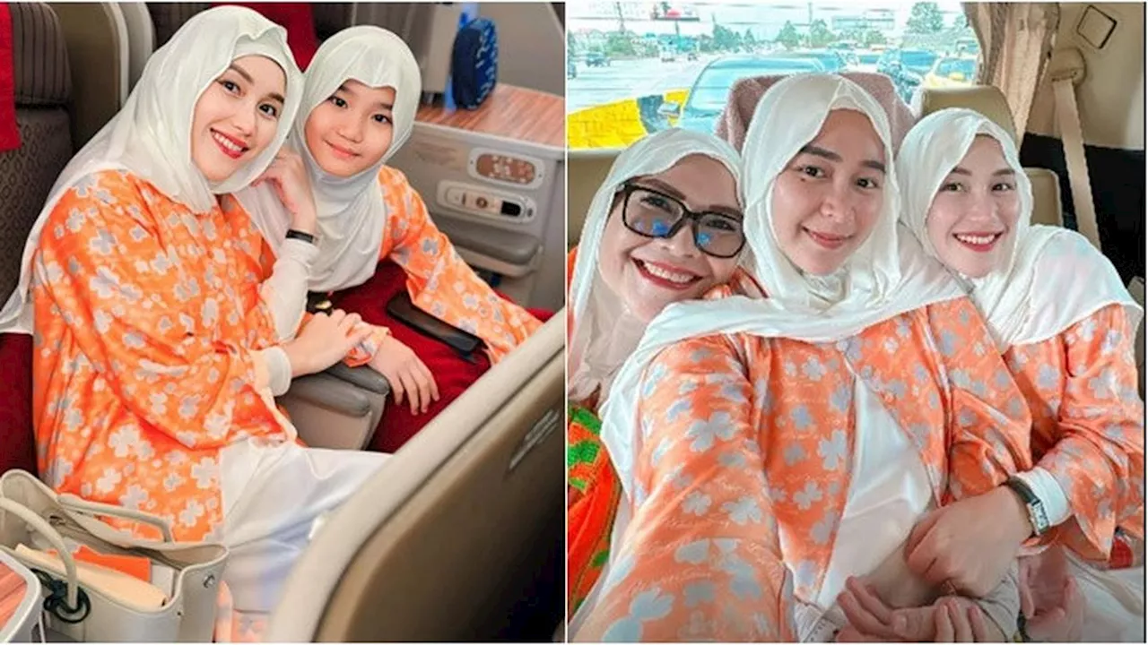 6 Potret Ayu Ting Ting dan Bilqis Berangkat Umrah, Akhir Tahun Bareng Keluarga