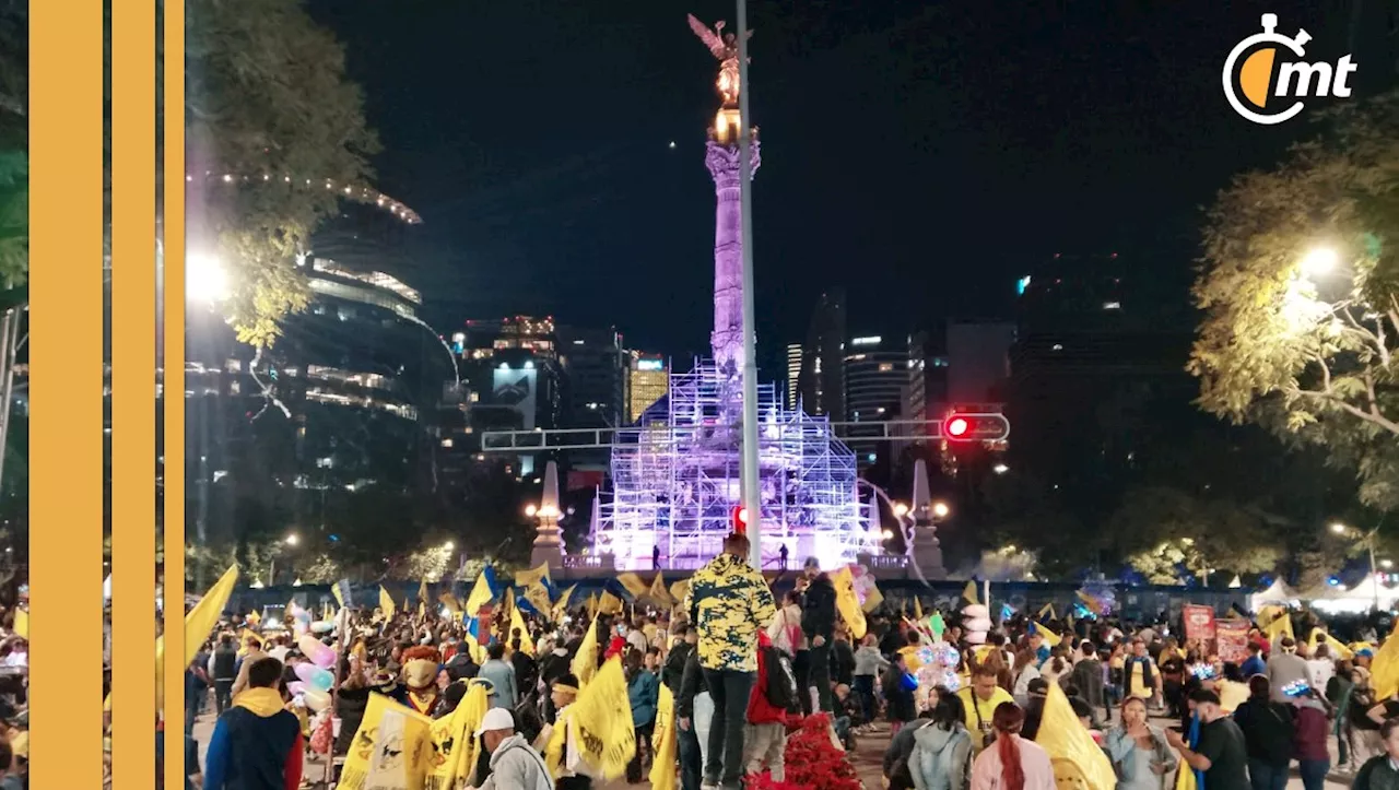 Afición de América abarrota el Ángel de la Independencia en festejos del tricampeonato