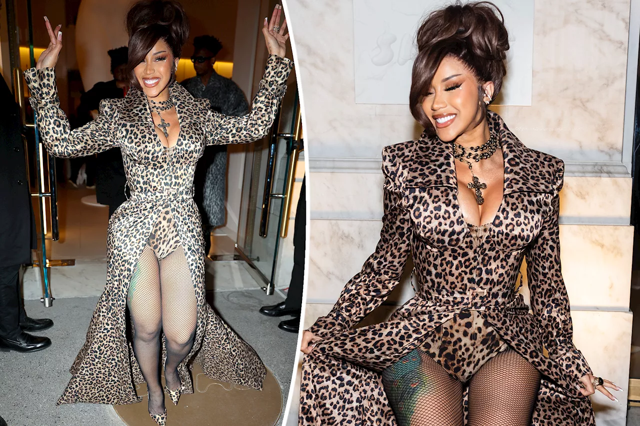 Cardi B turns heads in wild leopard look at Skims NYC store opening