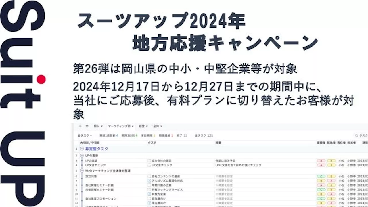 「スーツアップ2024年地方応援キャンペーン」第26弾（岡山県）のお知らせ