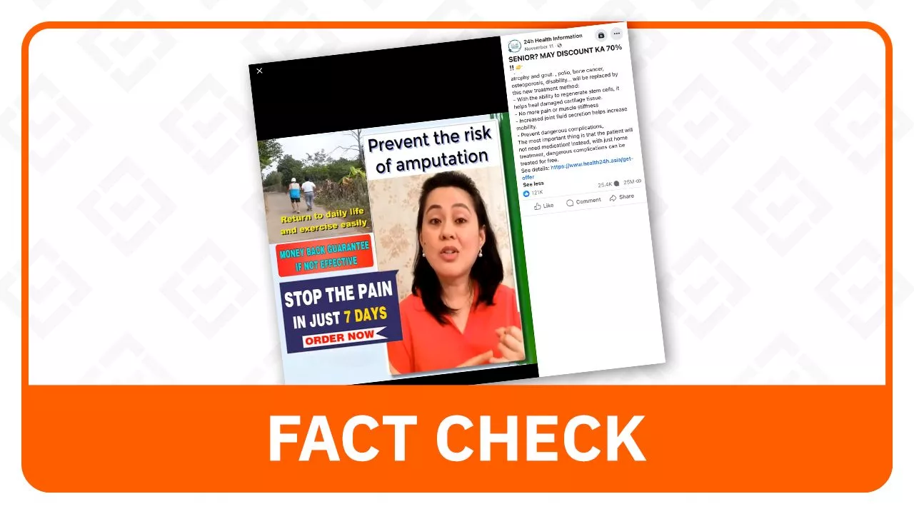 FACT CHECK: Arthritis ‘cure’ ad uses deepfake video of Filipino doctor