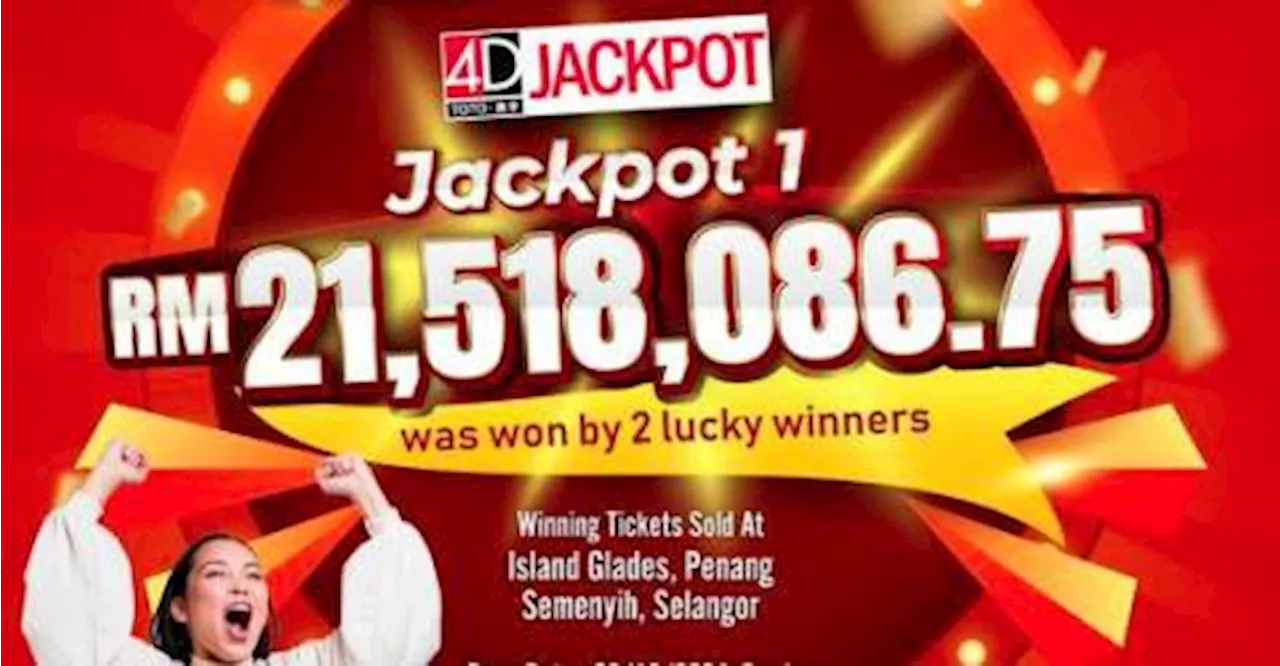 Retiree from Penang wins RM21.3m in Toto 4D Jackpot