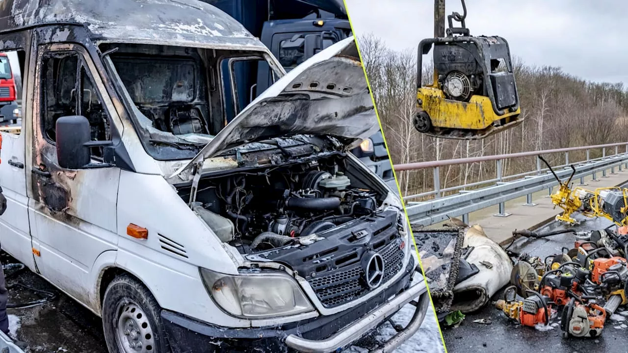 Diebstahl: Transporter auf A 17 ausgebrannt