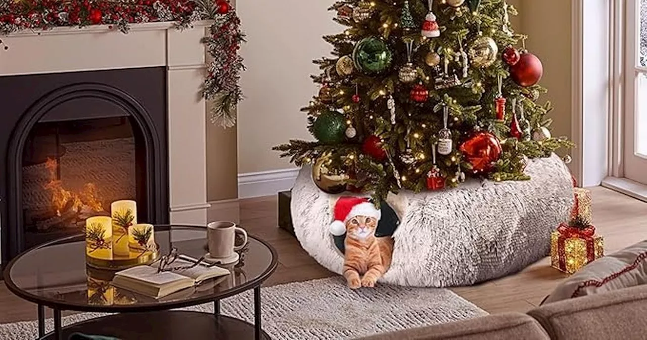 Cat Tunnel Tree Skirt Keeps Festive Decorations Safe from Furry Chaos