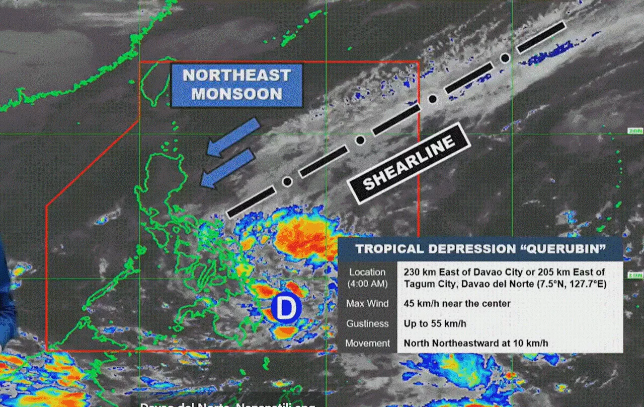 Tropical Depression Querubin to Weaken, Bring Rainfall to Visayas, Mindanao