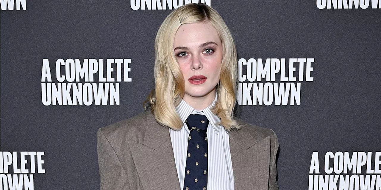 Elle Fanning's Monochrome Suit is a Chic Departure from Red Carpet Glamour