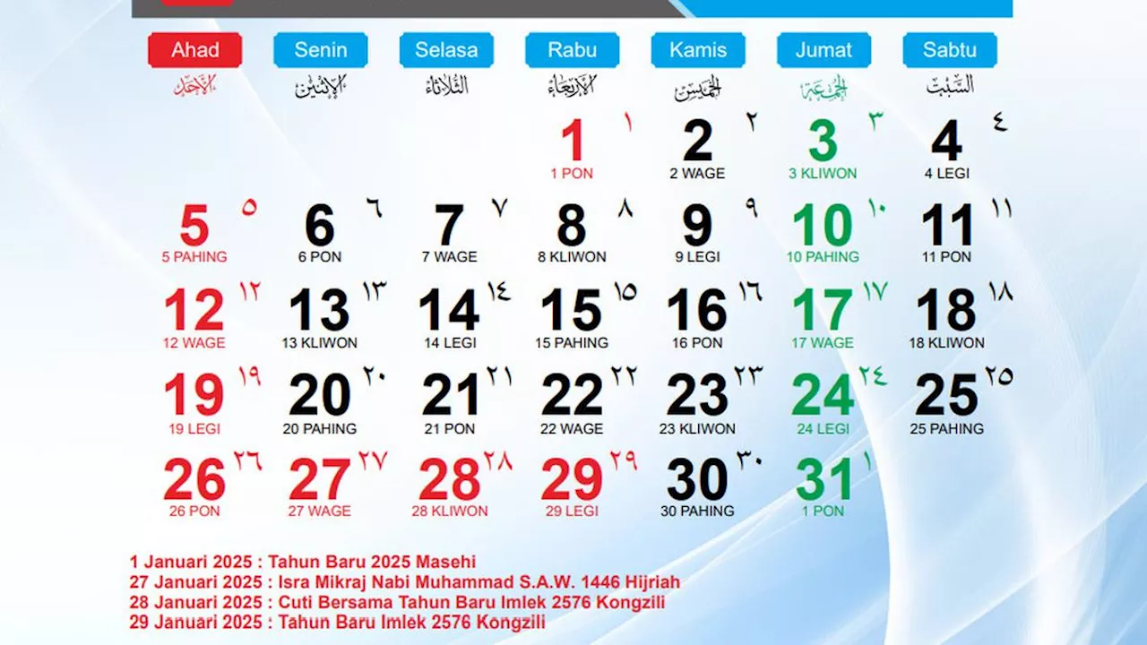 Link Download Kalender 2025 Lengkap dengan Libur Nasional dan Cuti Bersama, Mudah Dicetak Sendiri