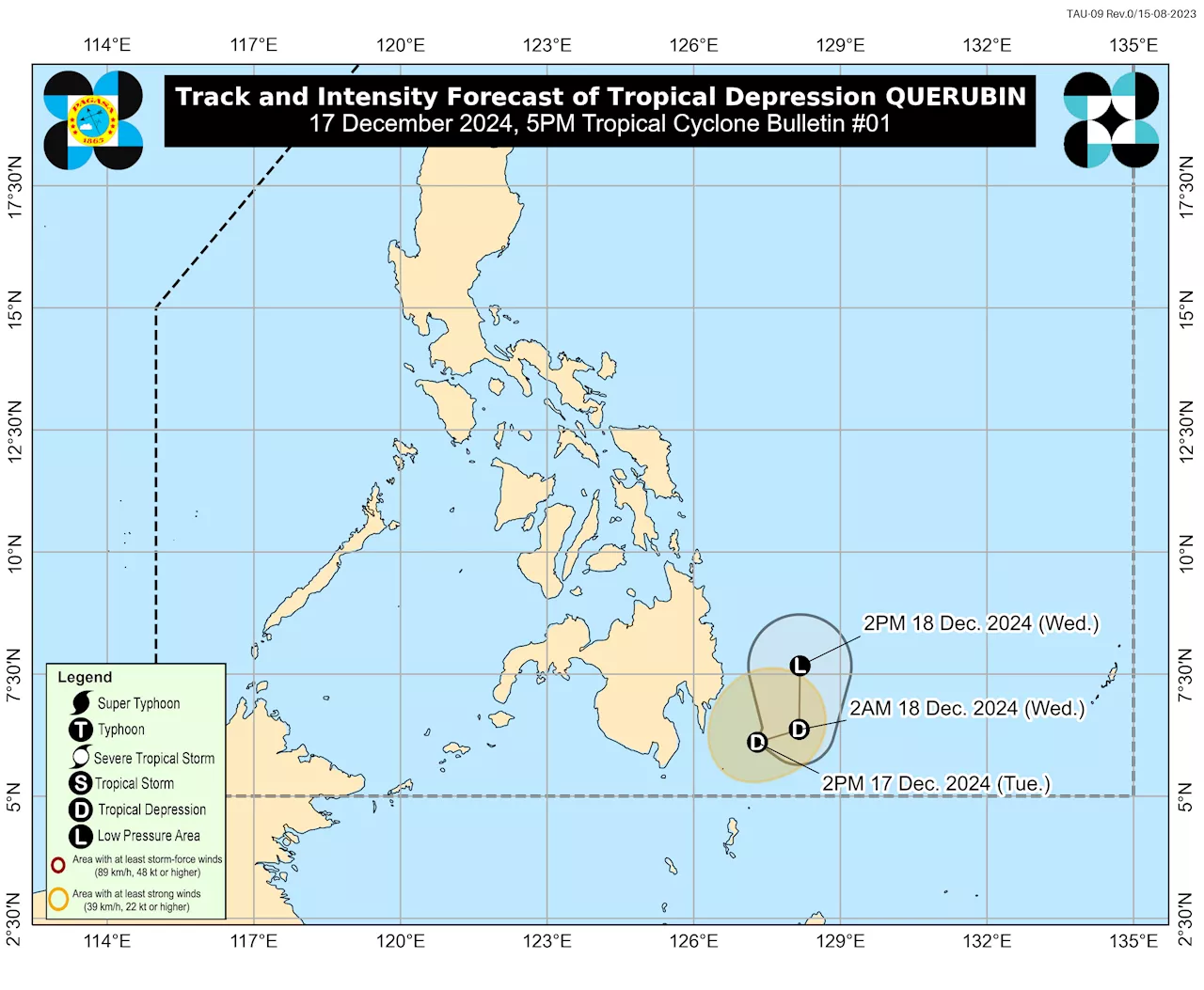 Tropical Depression 'Querubin' Raises Wind Signals in Davao Oriental