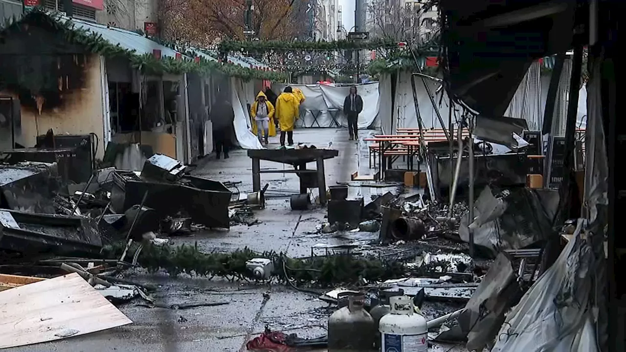 Fire Destroys Holiday Market Booths in Herald Square