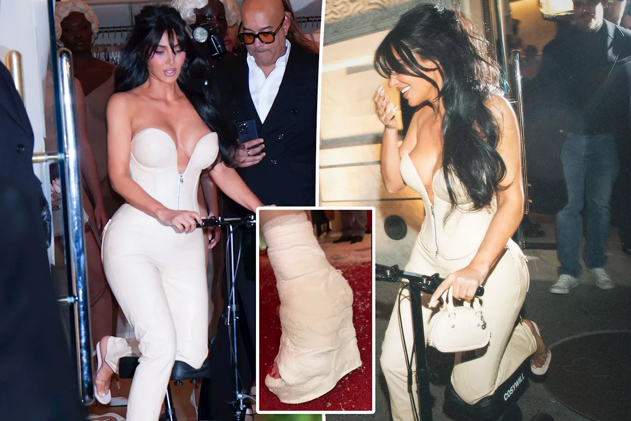 Kim Kardashian's dedication to high heels grows deeper with unusual cast on fractured foot