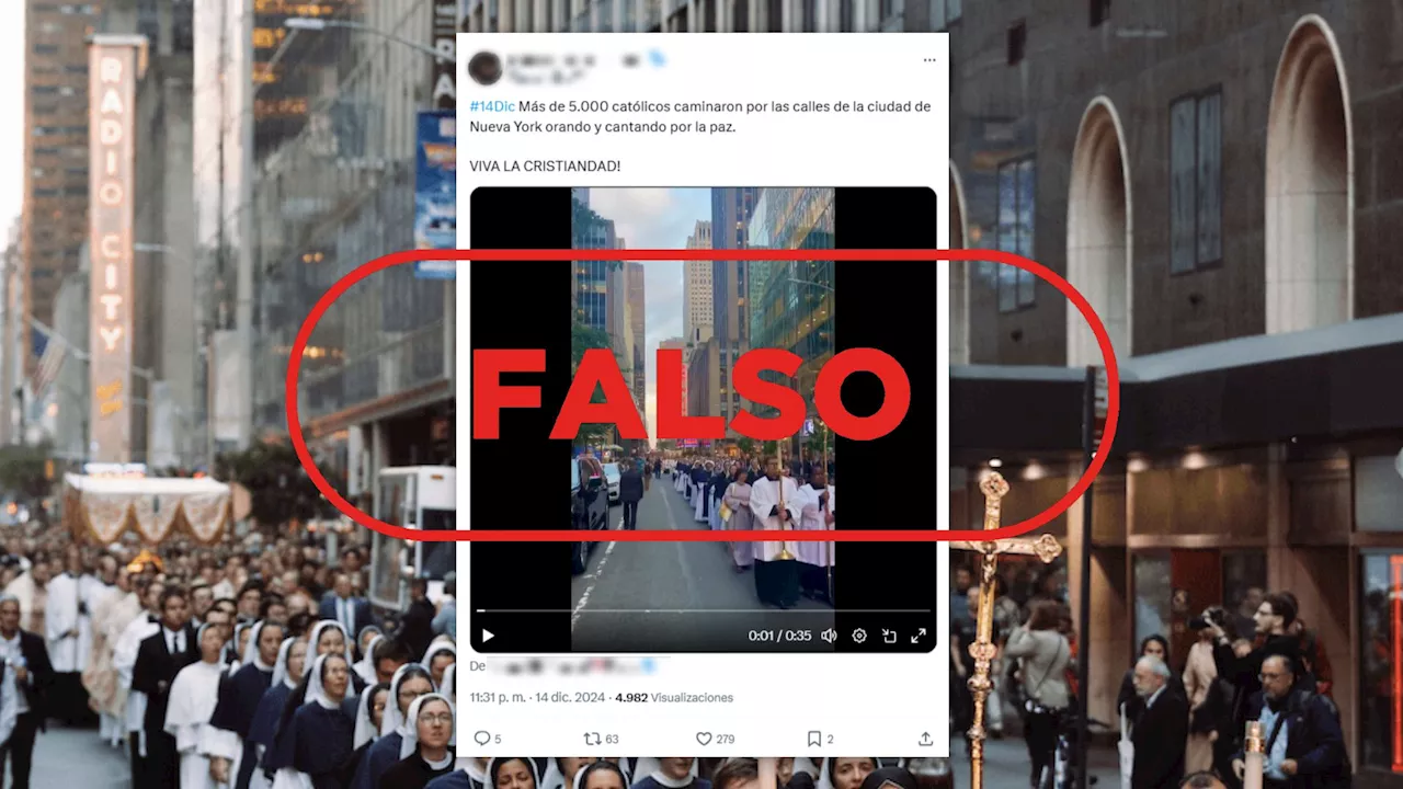 No es una procesión de católicos actual en Nueva York, es un vídeo de 2023