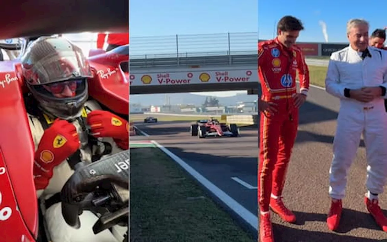 Carlos Sainz e il padre in pista con la Ferrari a Fiorano. VIDEO