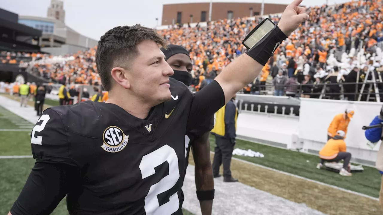 Vanderbilt Quarterback Diego Pavia Waves to Fans After Tennessee Game