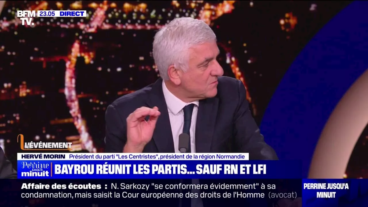 Censure de François Bayrou: 'Le risque est majeur', pour Hervé Morin (président du parti 'Les Centristes' et de la région Normandie)