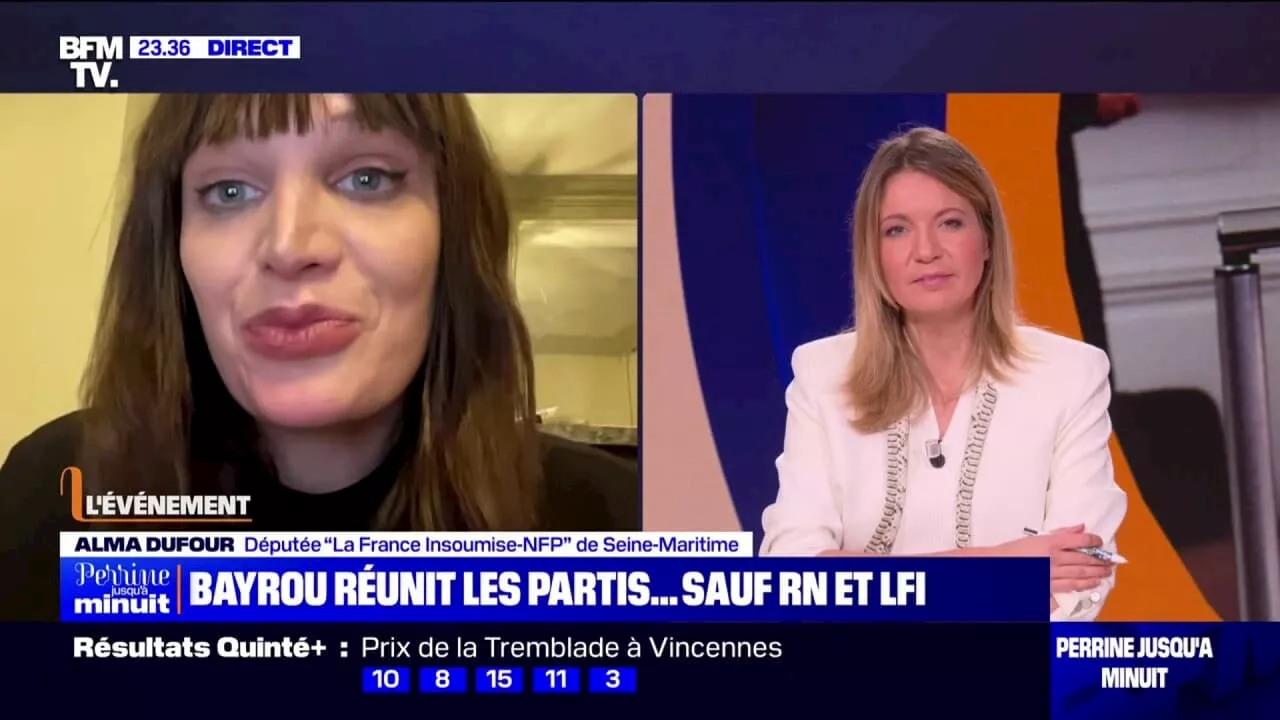 Consultations de François Bayrou: 'On ne croit pas qu'il y aura de compromis vers la gauche', explique Alma Dufour (LFI)